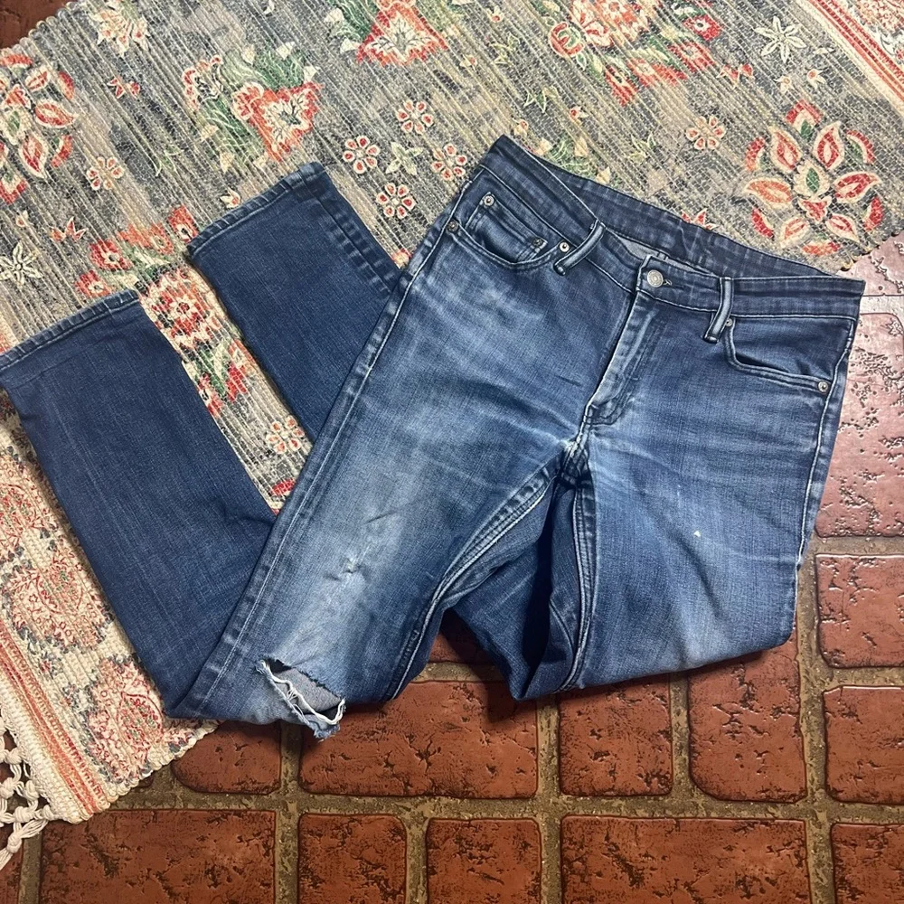 Levi’s 511 green pocket slim fit distressed denim jeans